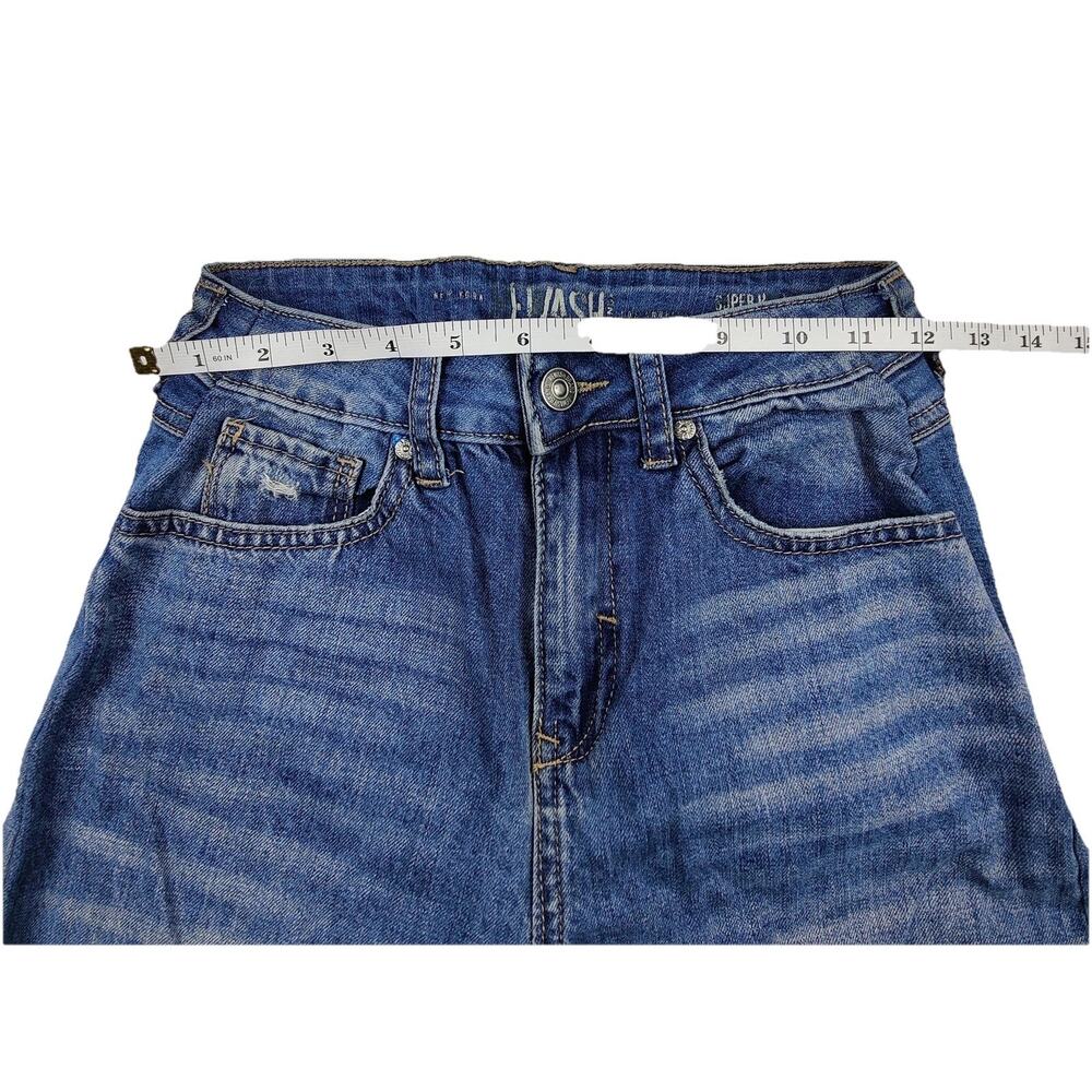 Rewash Wide Leg Jeans Juniors 3/26 Blue Medium Wash High Rise Distressed 26x29.5 - Picture 5 of 11